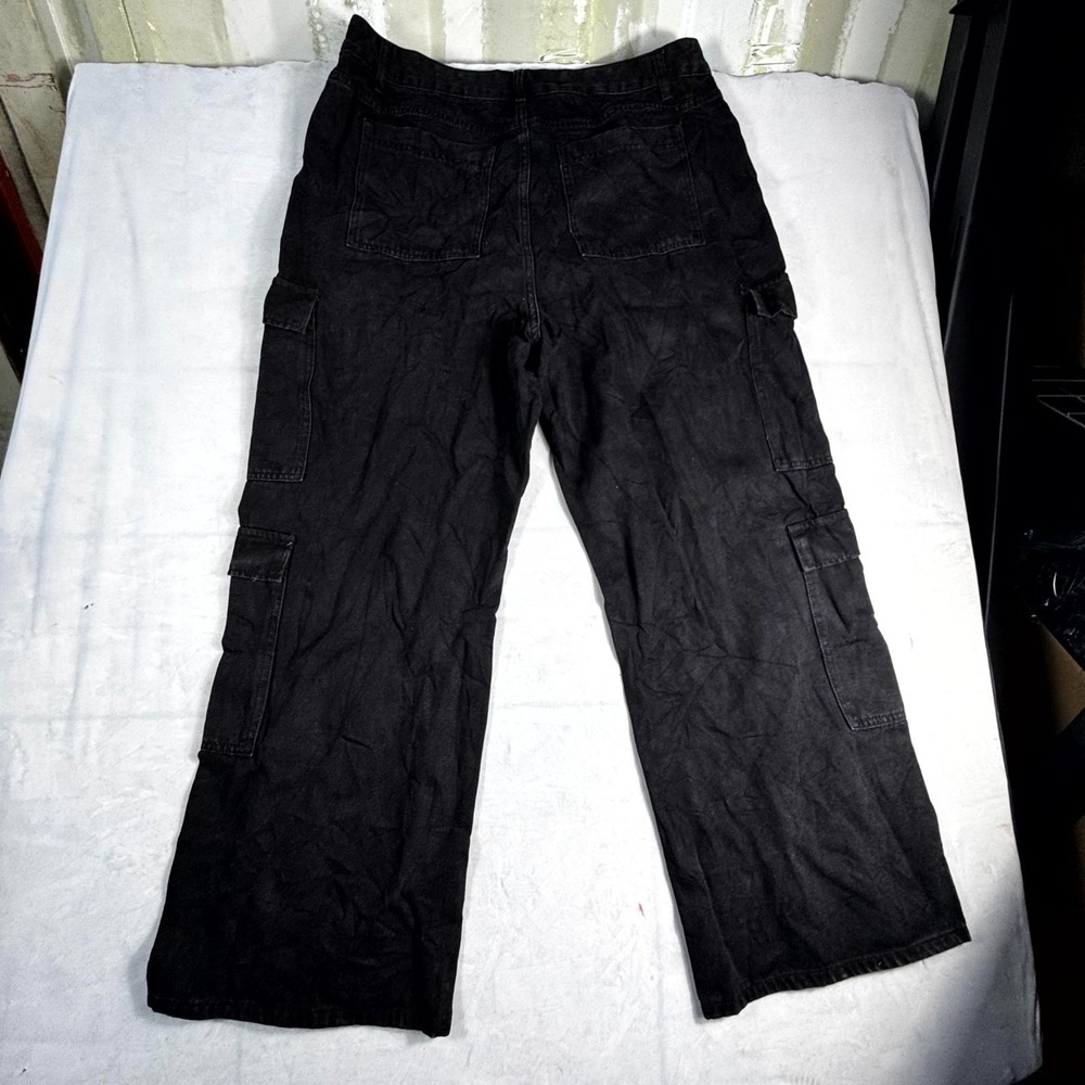Shein Curve Cargo Jeans Mens 2XL Black Utility Pocket Relaxed Casual Fit Trendy
